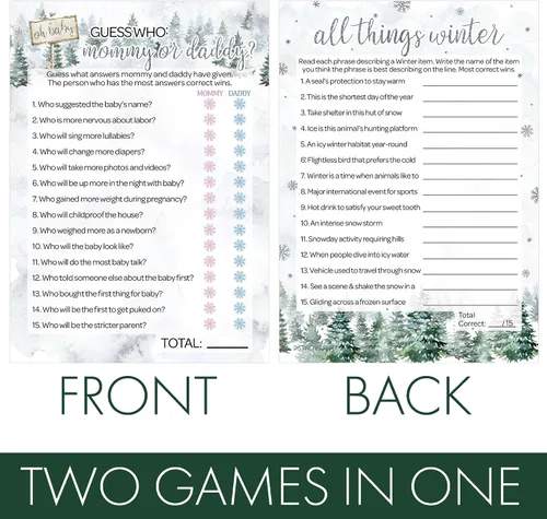 Miniatura 3 de DISTINCTIVS Baby It's Cold Outside Winter Baby Shower Games - All Things Winter and Mommy or Daddy - 20 tarjetas para invitados
