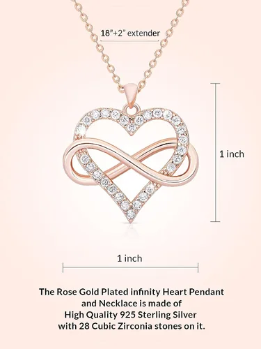 Miniatura 5 de Sash & Soph Collar de corazón infinito para mujer, collar de corazón de plata de ley 925 para novia, colgante de corazón de amor en cadena de 18
