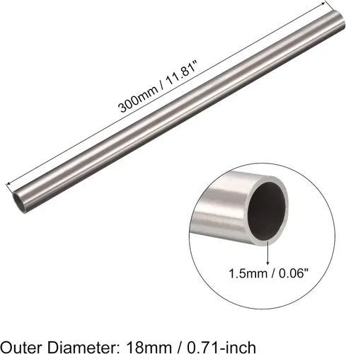 Miniatura 42 de uxcell Tubo de acero inoxidable 304, diámetro exterior de 34 mm x 1,5 mm de espesor de pared, 300 mm de longitud de tubería metálica para maquinaria