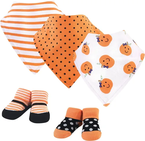 Miniatura 215 de Hudson Baby Conjunto de babero y calcetines unisex de algodón para bebé
