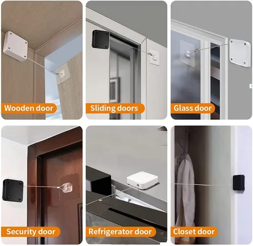 Miniatura 8 de SHIMIDO - Cierrapuertas automático mejorado sin perforaciones de 1000 g para puerta de pantalla, cierrapuertas automático deslizante con cordón de 2