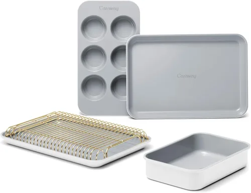 Miniatura 11 de Caraway Juego Mini de Utensilios para Hornear – Recubrimiento Cerámico Naturalmente Antiadherente y No Tóxico – Juego Compacto de Bandejas