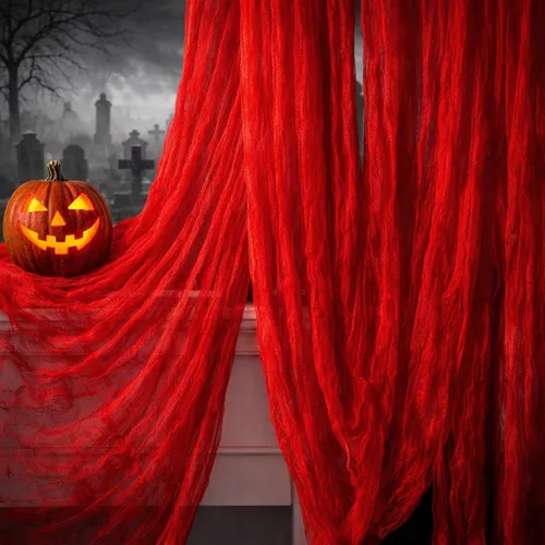 Miniatura 16 de Watayo Paquete de 8 paños espeluznantes de Halloween, tela espeluznante de 72 x 30 pulgadas, tela de araña elástica de Halloween, gasa espeluznante