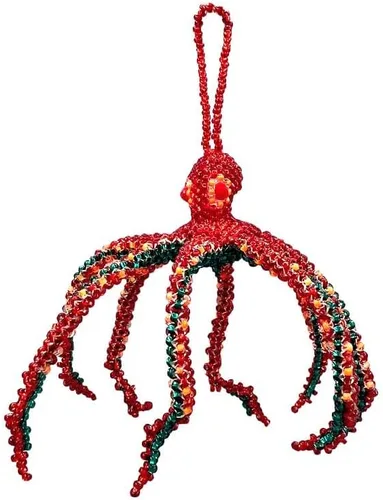 Miniatura 5 de Figura colgante de pulpo con cuentas de animales marinos, adorno de semillas de vidrio checo con cuentas colgantes, decoración hecha a mano, Verde