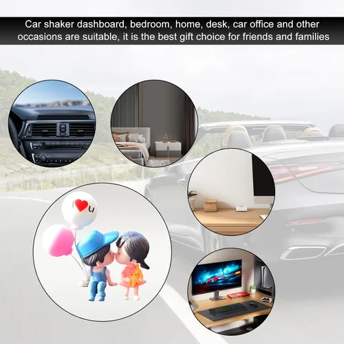Miniatura 6 de DXNQ Lindas decoraciones de tablero de automóvil para parejas, preciosas figuras de dibujos animados de besos, adorno de automóvil