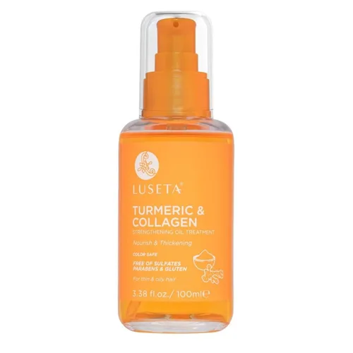 Luseta - Suero capilar de cúrcuma y colágeno para cabello dañado y adelgazante, tratamiento de aceite fortalecedor que evita la rotura para mujeres