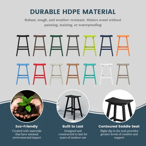 Miniatura 9 de HDPE Laguna Contempo - Taburete de bar de 29", color negro