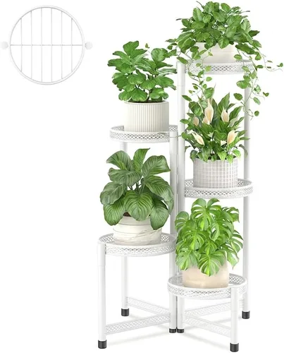 Miniatura 26 de iDavosic.ly Soporte para plantas para interiores y exteriores, estante esquinero de metal de 5 niveles, estante alto plegable para orquídeas