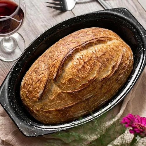 Miniatura 3 de Granite Ware Asador ovalado de 13 pulgadas con tapa. Diseño de acero esmaltado para acomodar hasta 7 libras de aves de corral/asado. Resiste hasta