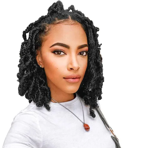 Niseyo 6 paquetes de trenzas de ganchillo suaves de mariposa de 10 pulgadas, hechas a mano, preenlazadas, color negro oscuro, trenzas de mariposa de