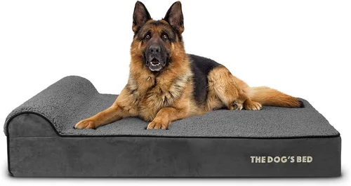 Miniatura 41 de The Dog's Bed - Cama Ortopédica para Perros con Reposacabezas XL Negra de Felpa, Espuma Viscoelástica, Alivio del Dolor para Artritis, Displasia