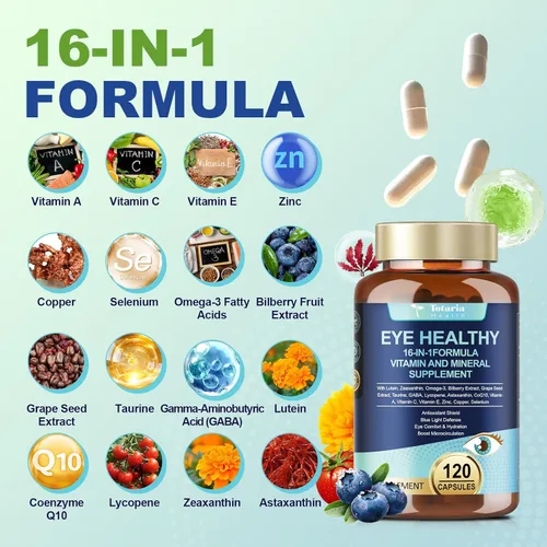 Miniatura 2 de AREDS 2 Vitaminas para los ojos y extracto mineral de arándano Omega-3, vitamina ocular para personas mayores, salud macular y ojo seco, vitaminas