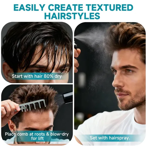 Miniatura 4 de Peine de textura, peine voluminizador de textura esponjosa para hombres y mujeres, herramienta de peinado texturizante de dientes anchos
