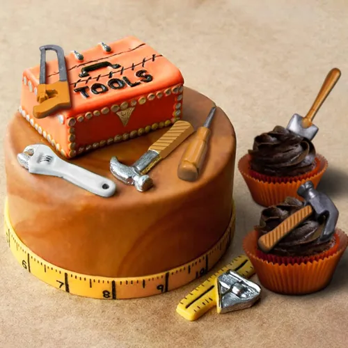 Miniatura 5 de FUNSHOWCASE Construction Tools - Moldes de silicona para fondant, paquete de 4 unidades para chocolate, dulces, azúcar, cupcakes, decoración de 4