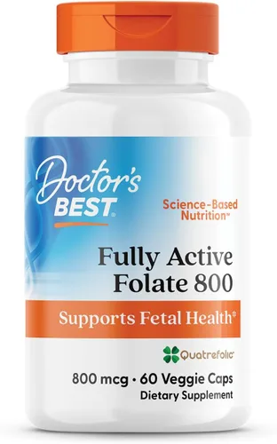 Miniatura 9 de Doctor's Best Folato totalmente activo con Quatrefolic400 mcg, estado de ánimo saludable, memoria, circulación, bienestar, 90 VC