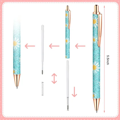 Miniatura 2 de Epakh 11 piezas bolígrafos de lujo para mujer, bolígrafos retráctiles de metal con purpurina brillante y bonitos, tinta negra, punta media de 1.0
