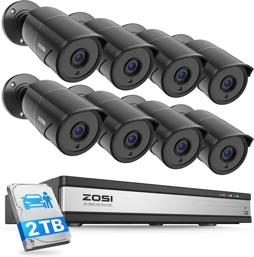 ZOSI Sistema de cámara de seguridad 3K Lite de 16 canales con audio, detección de vehículos y humanos AI, visión nocturna, 8 cámaras con cable de