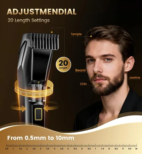 Miniatura 3 de Recortadora de barba para hombre, todo en uno, recortadora de bigote para hombres con 20 longitudes ajustables, cuchilla en T de acero inoxidable