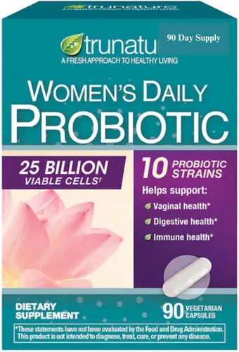 Tru Nature - Probióticos diarios para mujer, 90 cápsulas, 25 mil millones de células, probióticos vegetarianos para la salud digestiva, 90 unidades,