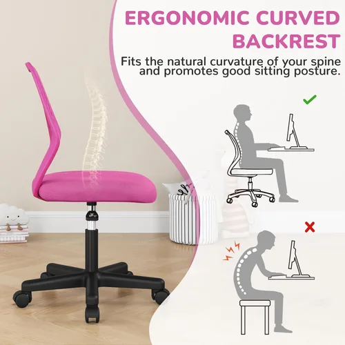 Miniatura 8 de Topeakmart Silla de oficina de malla sin brazos, silla de escritorio ergonómica con altura ajustable y soporte lumbar, silla giratoria ajustable