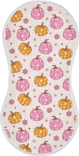 Miniatura 8 de Muslin Baby Burp Cloths, Retro Pumpkin 70s Hippie Muslin Washcloths Baby Bibs Rags Comfy Soft Absorbent in for Newborn Boys and Girls 4 Piece 22 x