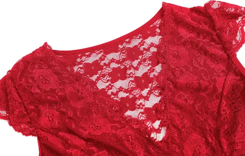 Miniatura 3 de Ropa interior de encaje floral para mujer, para dormir, talla grande, de malla