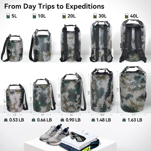 Miniatura 4 de MARCHWAY - Bolso seco flotante e impermeable 1.32/2.64/5.28/7.93/10.57 galones, parte superior enrollable, mantiene secos equipos de kayak rafting