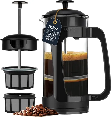 Miniatura 9 de ESPRO Light P3 - Cafetera de prensa francesa, microfiltro doble patentado para preparar sin arena, resistente al calor, prensa de café de vidrio