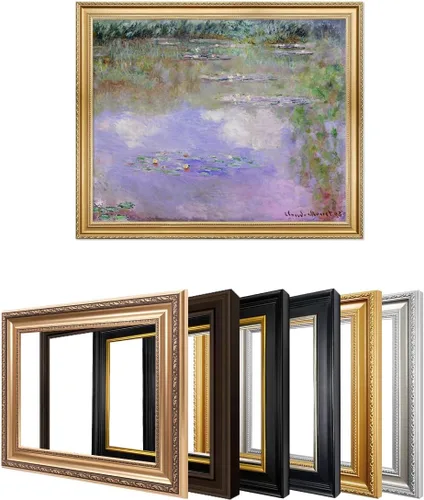 Miniatura 138 de IPIC - Reproducción artística de los lirios de agua de Claude Monet 1906, impresiones giclée coinciden con el marco dorado clásico, arte de pared