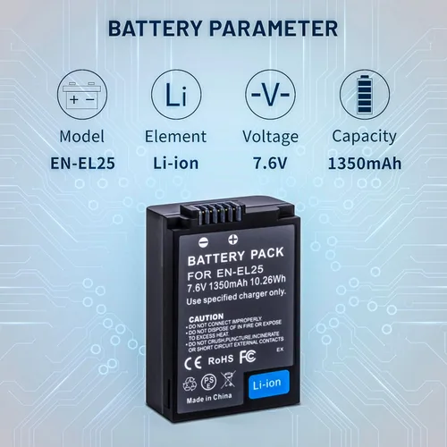Miniatura 2 de Paquete de 2 baterías EN-EL25/EN-EL25A con cargador de batería dual USB-C LCD compatible con cámaras Nikon Z30 Z50 ZFC, cargador MH-32