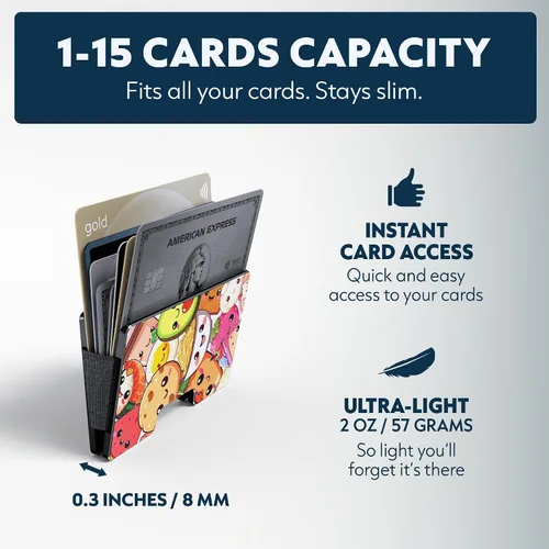 Miniatura 11 de Cartera de aluminio impresa 2.5D para hombres: clip delgado para dinero y tarjetero con barniz selectivo táctil. Bloqueo RFID mejorado, compacto