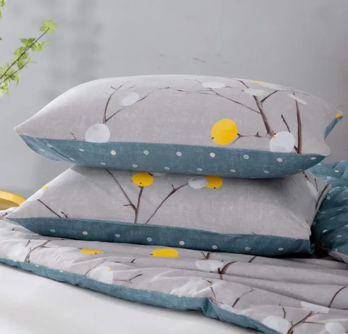 Miniatura 5 de SLEEPBELLA - Juego de edredón tamaño Queen, 600 hilos de algodón gris con patrón de lunares de color turquesa amarillo, juego de edredón reversible