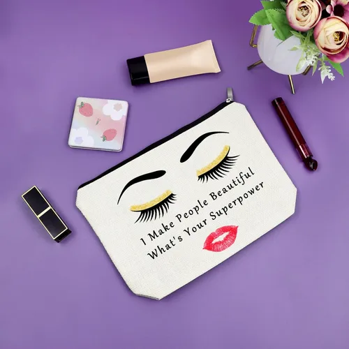 Miniatura 7 de Sazuwu Regalos esteticistas para mujeres bolsa de maquillaje, Hago a la gente hermosa ¿Cuál es tu superpoder?
