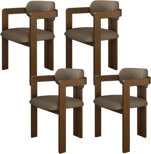 Miniatura 15 de Juego de sillas de comedor de madera, sillas de comedor modernas, silla de cocina tapizada, silla auxiliar de granja con brazos, para sala de estar