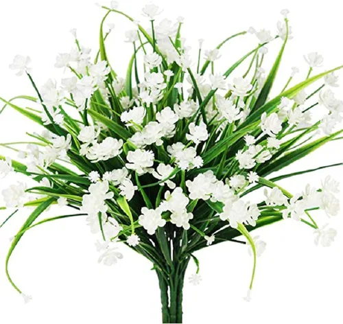 Miniatura 8 de 8 paquetes de flores falsas para decoración del hogar, porche delantero, flores artificiales para exteriores, ramo de boda, flores sintéticas