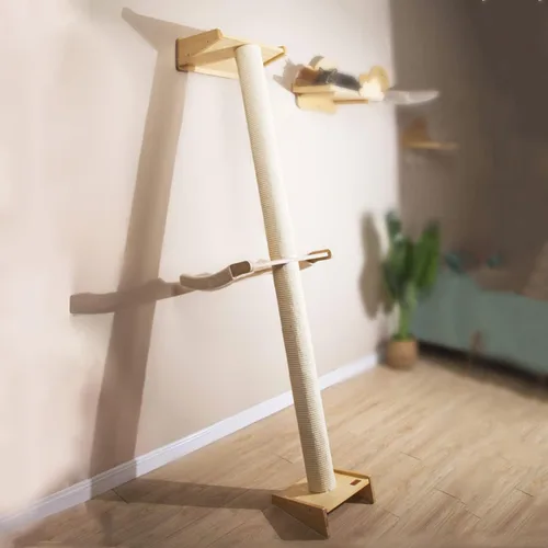 Miniatura 9 de SHENGOCASE Árbol Rascador Moderno de 78.7" de Alto Inclinado Torre Poste Rascador Pilar con Percha Cama, Poste de Escalada para Pared y Ventana