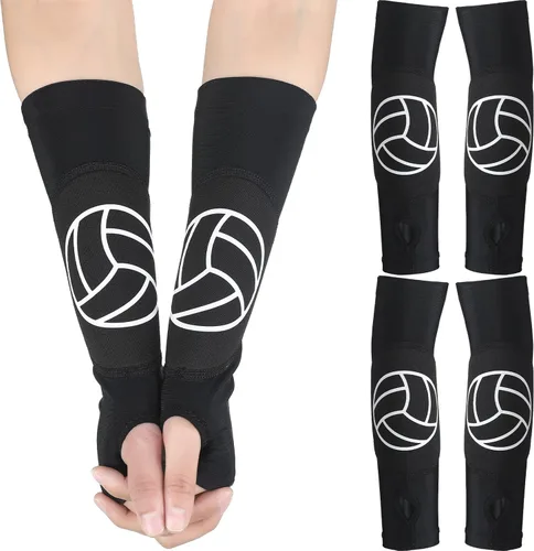 Minatee Mangas de brazo de voleibol Mangas de antebrazo de pase y golpe con almohadillas de protección y agujero para el pulgar