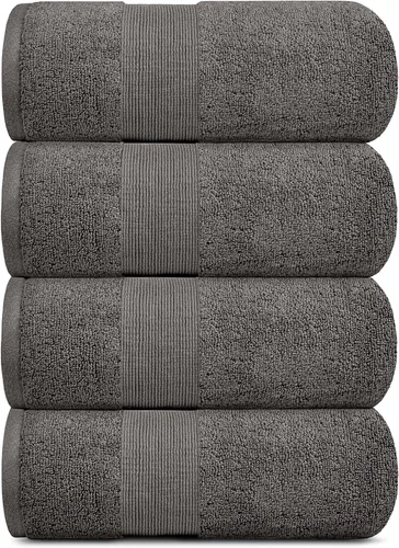 Miniatura 5 de White Classic Resort Collection - Toallas de baño suaves 28 x 55 pulgadas, toalla de baño de algodón absorbente y felpa de hotel de lujo, grande