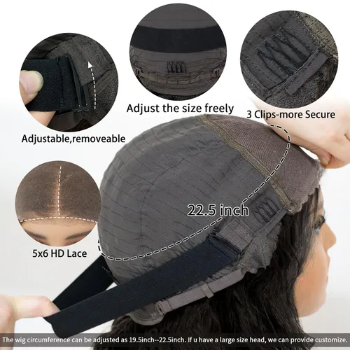 Miniatura 6 de Star Show Peluca de cabello humano sin pegamento, precortada 5x6 HD, encaje frontal, nudos blanqueados, 10 pulgadas