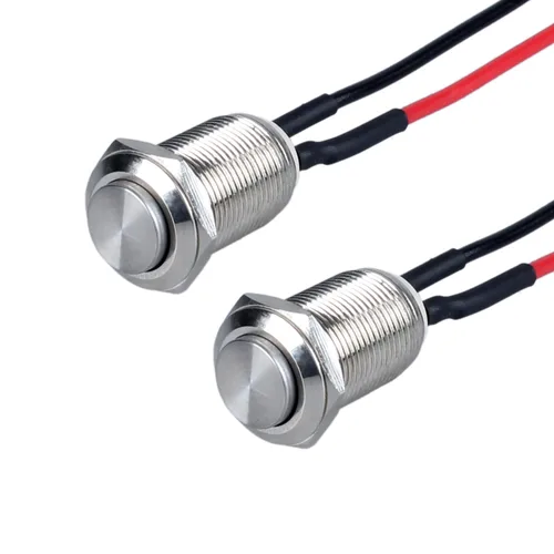 Miniatura 9 de Paquete de 2 interruptores de botón de cierre de metal impermeable de 12 mm con cabeza elevada, terminales de enchufe, orificio de montaje de 1/2