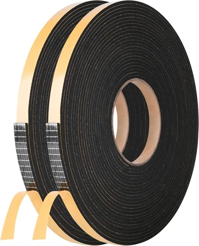 Kikerike Cinta de espuma autoadhesiva de 1/2 pulgadas x 1/4 pulgadas x 42 pies, tiras aislantes de espuma de alta densidad sellan burlete con