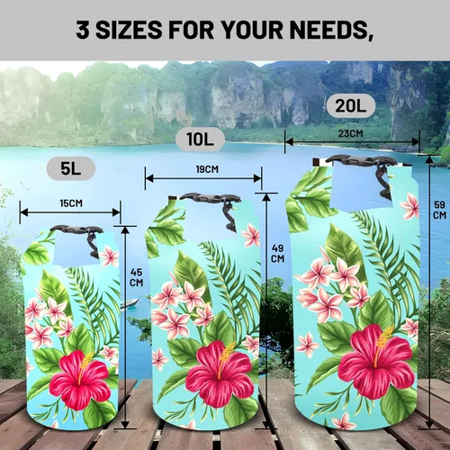 Miniatura 6 de Bolsa seca impermeable, con parte superior enrollable, acuarela tropical, hibisco, pequeña mochila impermeable de 5L/10L/20L, bolsas ligeras