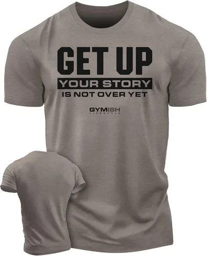 Camisetas de entrenamiento para hombres, camiseta de gimnasio con texto en inglés Get Up Your Story is Not Over Yet, divertida camiseta de