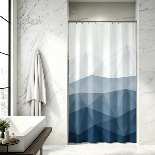 Miniatura 6 de Sunlit - Cortina de ducha de diseño de 36 x 72 pulgadas ombre azul pequeña para cabina de ducha RV de medio tamaño, cortinas estrechas para baño