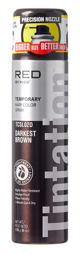 Red by Kiss Tintation Spray de color temporal para el cabello, cobertura instantánea de retoque de raíces grises, resistente al agua y a las marrón
