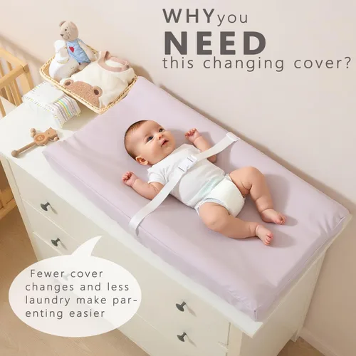 Miniatura 5 de Fundas de cambiador de pañales de cuero vegano para niña, niño, impermeable y lavable, suave funda para cambiador de pañales. Se adapta a Beige