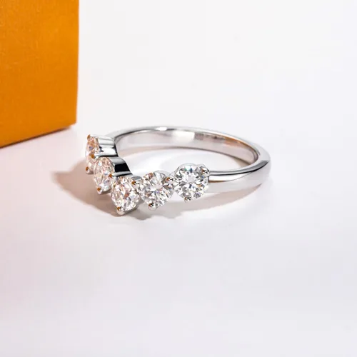 Miniatura 5 de Anillos de eternidad de moissanita, anillos de boda, color D, claridad VVS1, redondo, corte brillante, plata de ley 925, 56 piedras, anillos