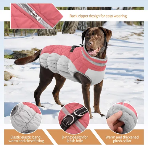 Miniatura 2 de Chaquetas para perros medianos, abrigo para perros medianos, abrigo de invierno cálido para mascotas con cierre de cremallera en la parte posterior