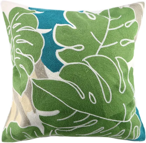 Miniatura 25 de Fundas bordadas decorativas para almohada de 18 x 18 pulgadas. Funda de cojín para sofá, cama, silla, funda de almohada 100% de algodón de 18 x 18