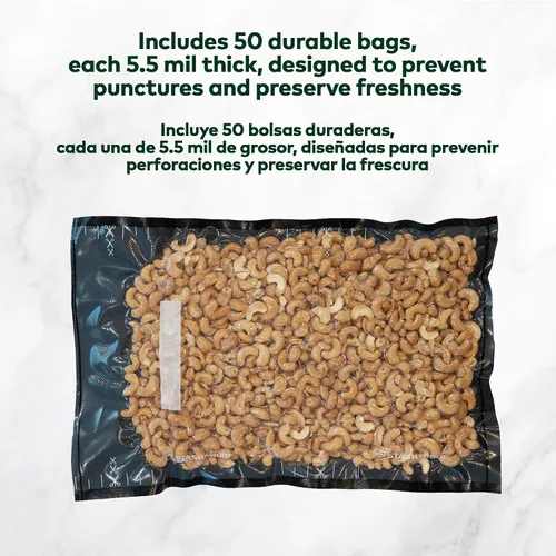 Miniatura 4 de Bolsas de sellado al vacío de 11 x 16 pulgadas (50 unidades) de 5.5 mil, negras y transparentes, sin BPA, de grado comercial, para almacenamiento